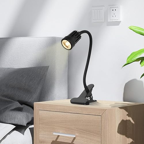 Miniatura 7 de EAGLOD Lámpara de escritorio con clip LED con abrazadera de 3 W, abrazadera de lámpara de noche de cuello de cisne flexible de 360, iluminación de