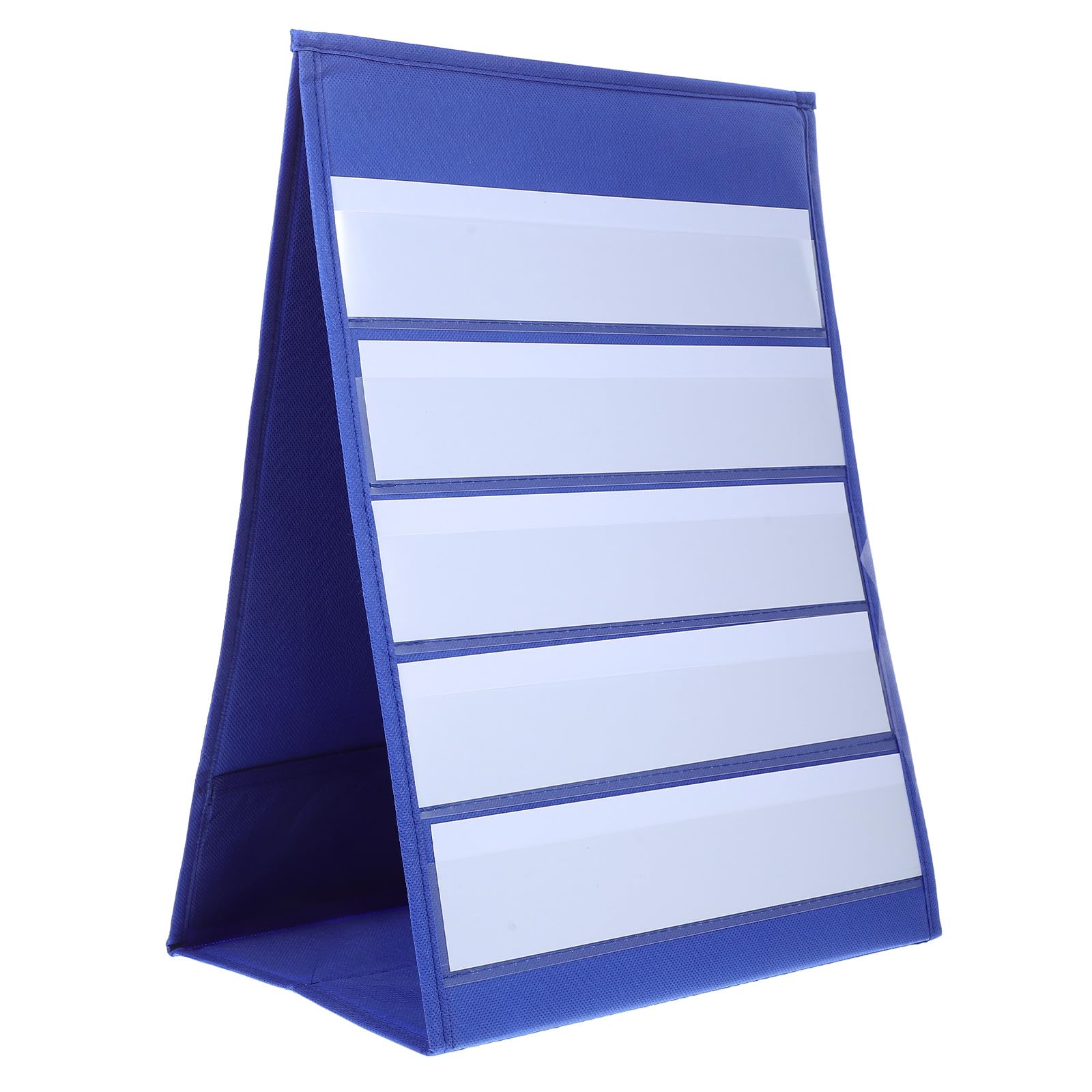 SEWACC Desktop Pocket Chart Holder, 43x33cm Self-standing Tabletop Card Holder with 20 White Strip Cards, Double-sided Memo Desk Calendar for Home Office Crossroom