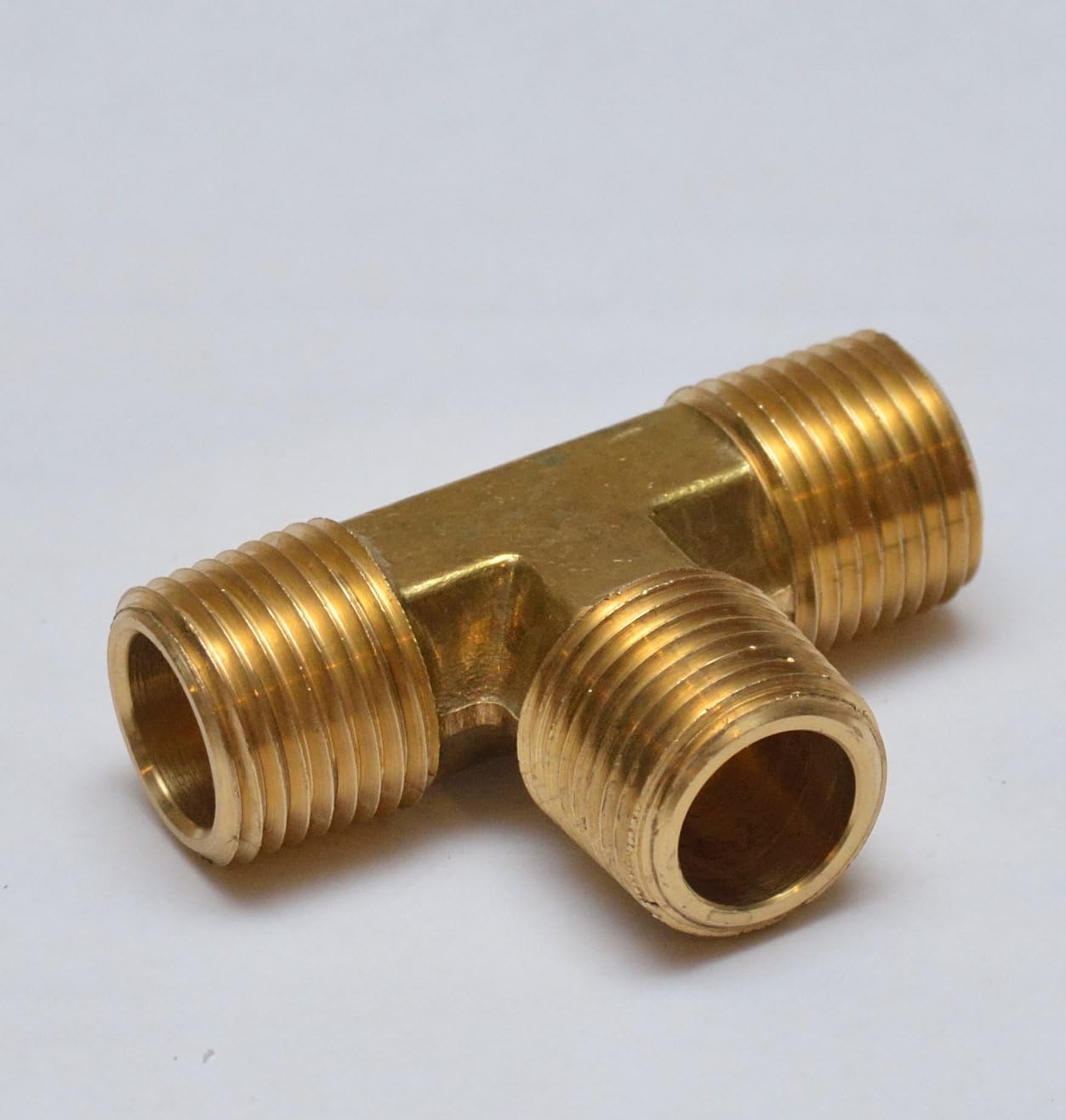 1/2" NPT Male/MPT/MIP T 3 Way Tee Intersection Brass Fitting Fuel/Air/Water/Boat/Gas/Oil WOG