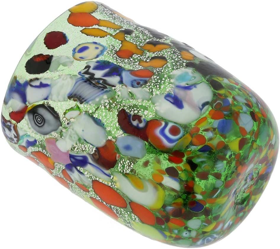 Glass Of Venice Murano Drinking Glass - Millefiori Silver Green