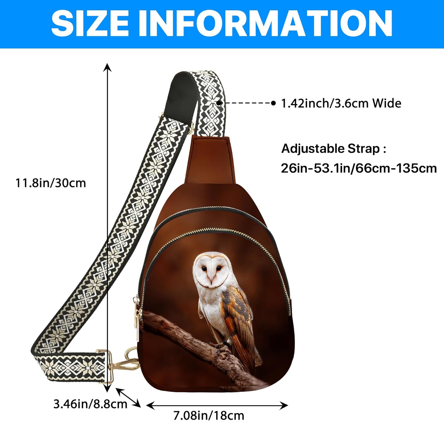 Owl Leather Sling Bag for Woman Crossbody Bags Backpack Women Fashion High Capacity Running Travel