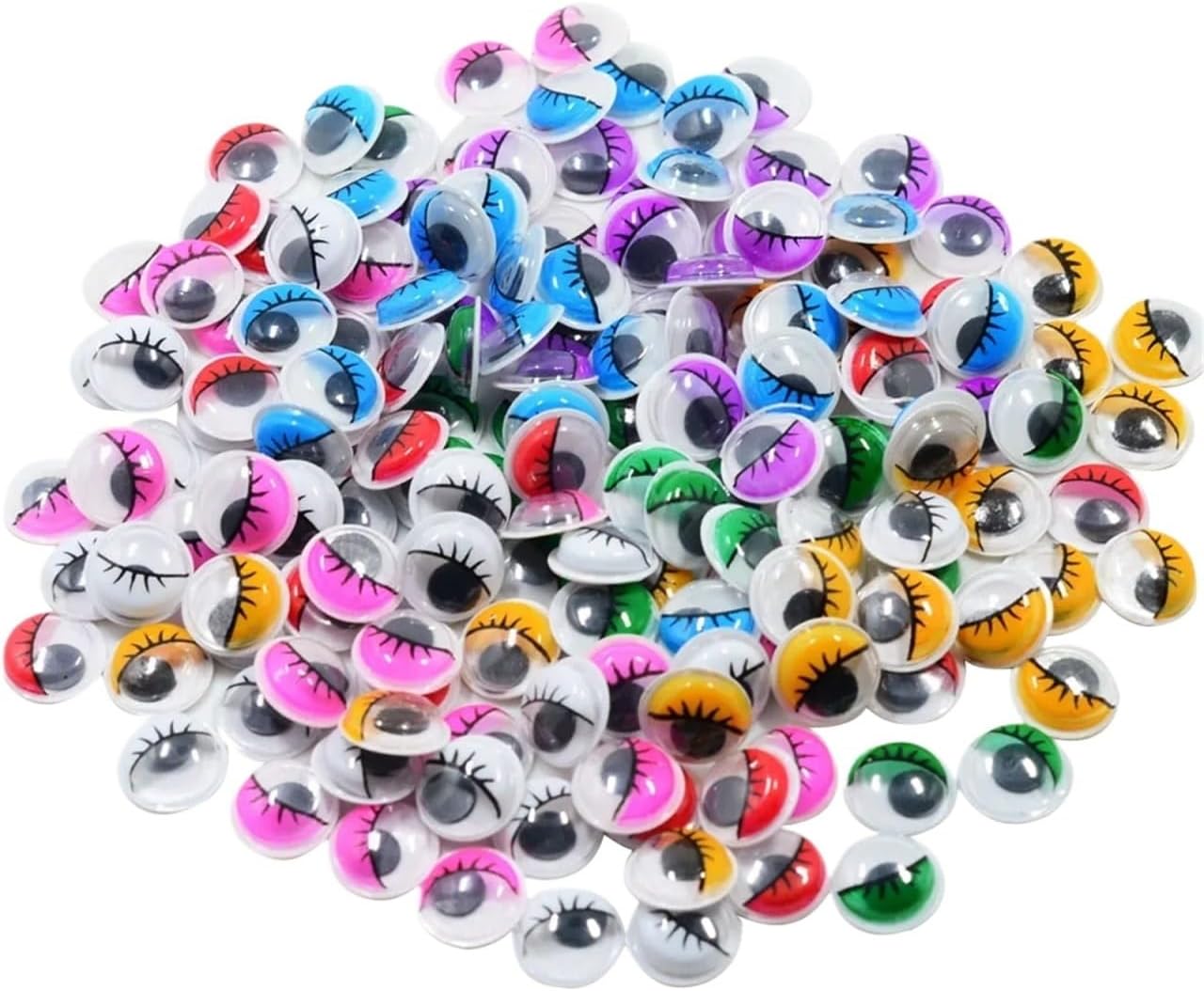 300pcs Assorted Color Googly Wiggly Eyelash Eyes SELF Adhesive DIY Crafts 12mm