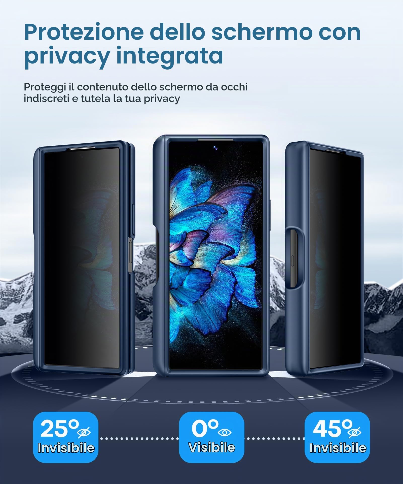 BERFY Custodia per Z Fold 6 con pellicola protettiva per lo schermo della privacy, compatibile con MagSafe] [Anti Spy] Portapenne S integrato e cavalletto, custodia antiurto integrale per Samsung