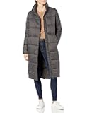 womens Lightweight Full-Zip Water-Resistant Long Cocoon Puffer Winter Coat
