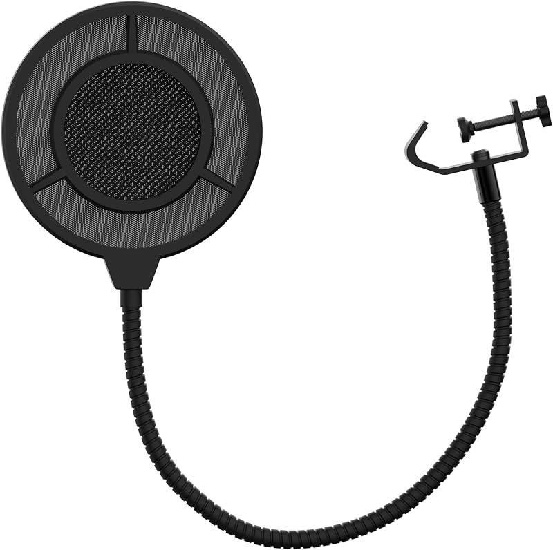 Pop Filter For Microphone, Mic Pop Filter Mesh Isolation Shield Compatible With Blue Yeti And Any Other Mic, Dual Layered microphone pop filter shield with Flexible 360° Gooseneck Clip