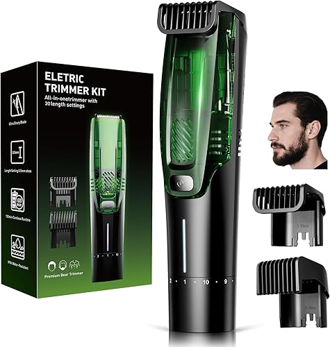 Cortadora de barba prémium para hombres, kit de afeitadora eléctrica al vacío para hombres, 20 niveles ajustables, afeitadora en húmedo y seco,