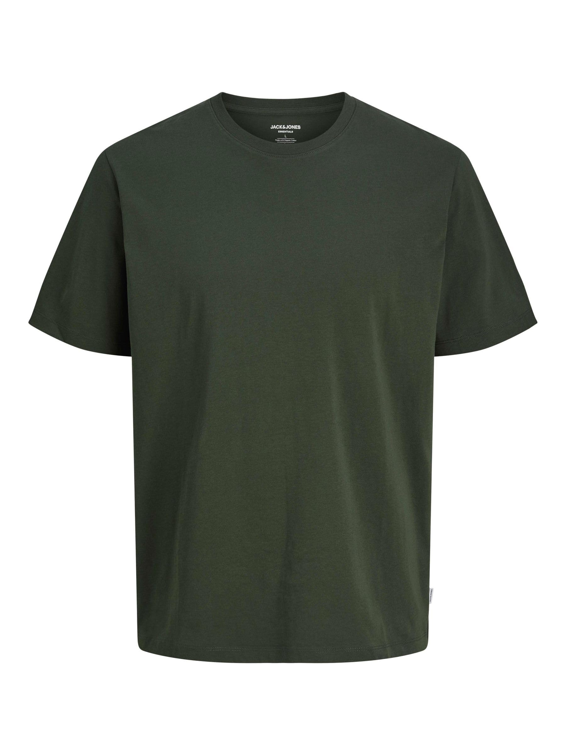 JACK & JONES Male T-Shirt Plain T-Shirt, Green (Duffel Bag), S