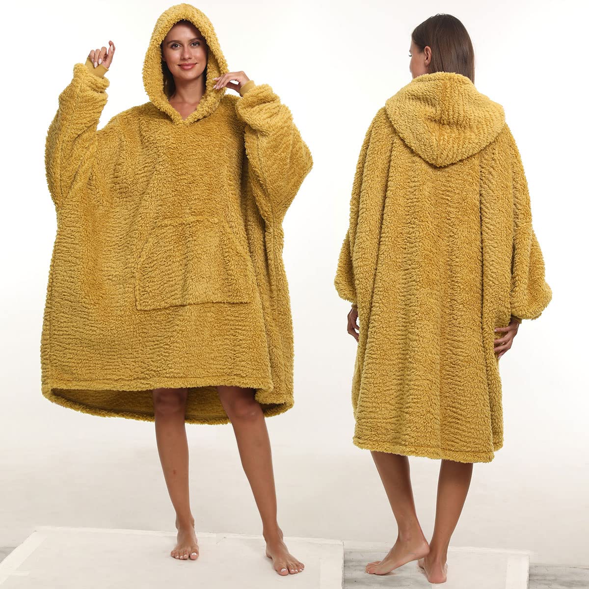 Oversized Teddy Fleece Hoodie Blanket for Women Cuddly Sherpa