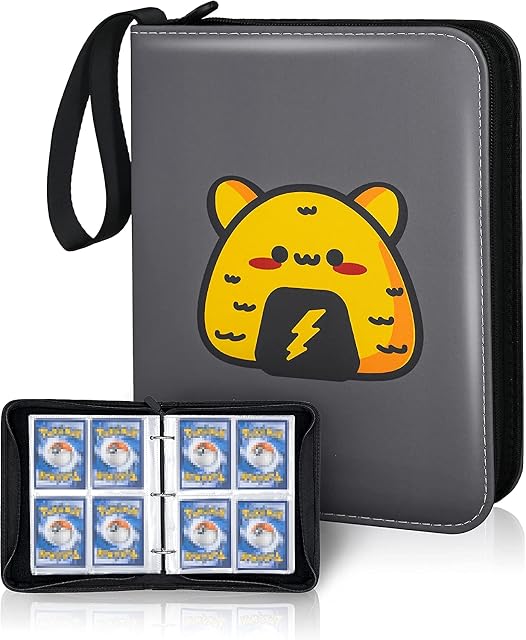 CLOVERCAT Waterproof Trading Card Binder, Storage Book with 3 Rings, 400 Double Sided Pocket Album Compatible with Pokémon Cards, Amiibo, Yugioh, MTG and Other Sports Cards