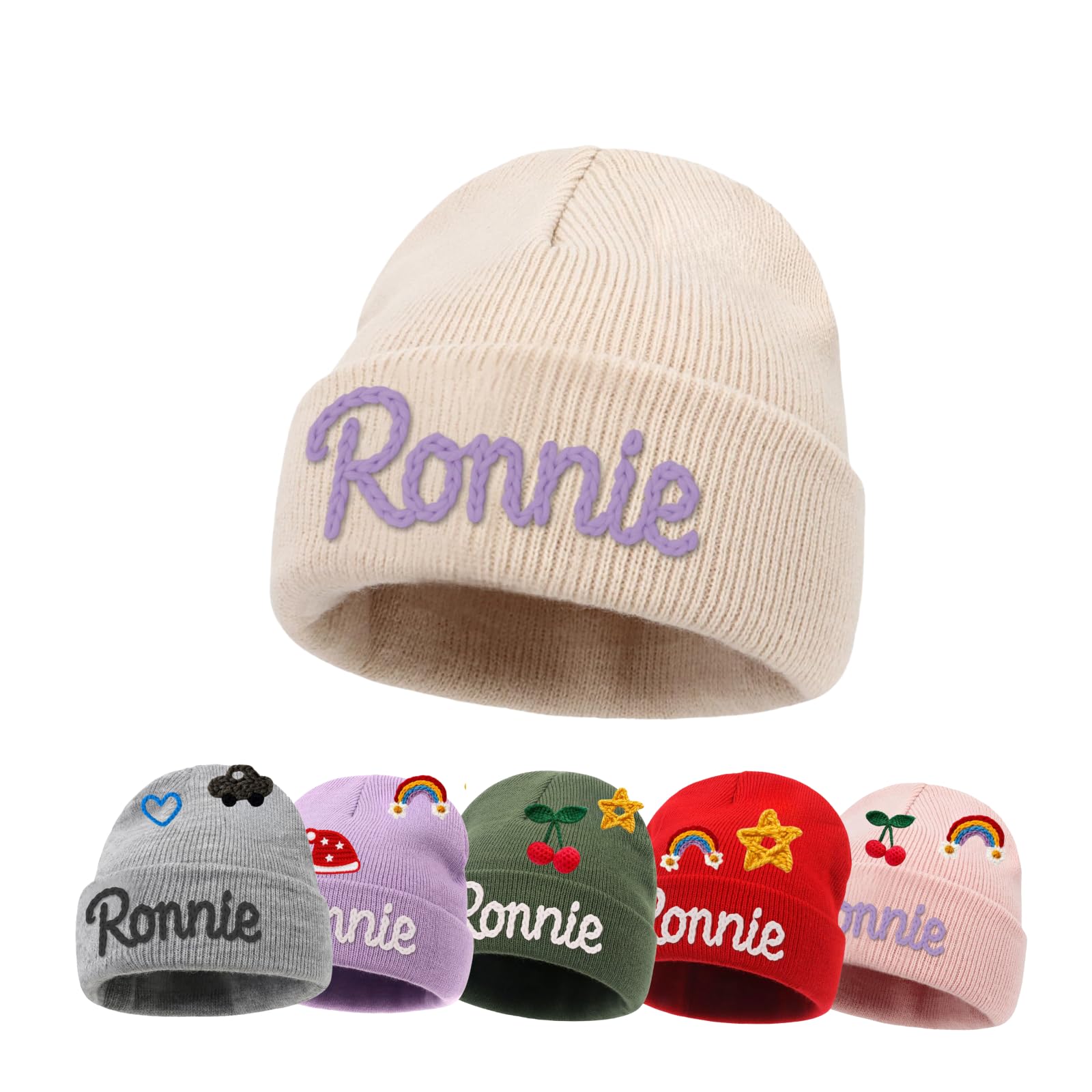 Custom Name Baby Beanie for Boys Girls, Personalized Knit Toddler Winter Hat for Kids, Hand Embroidered Winter Hat, Baby Gift