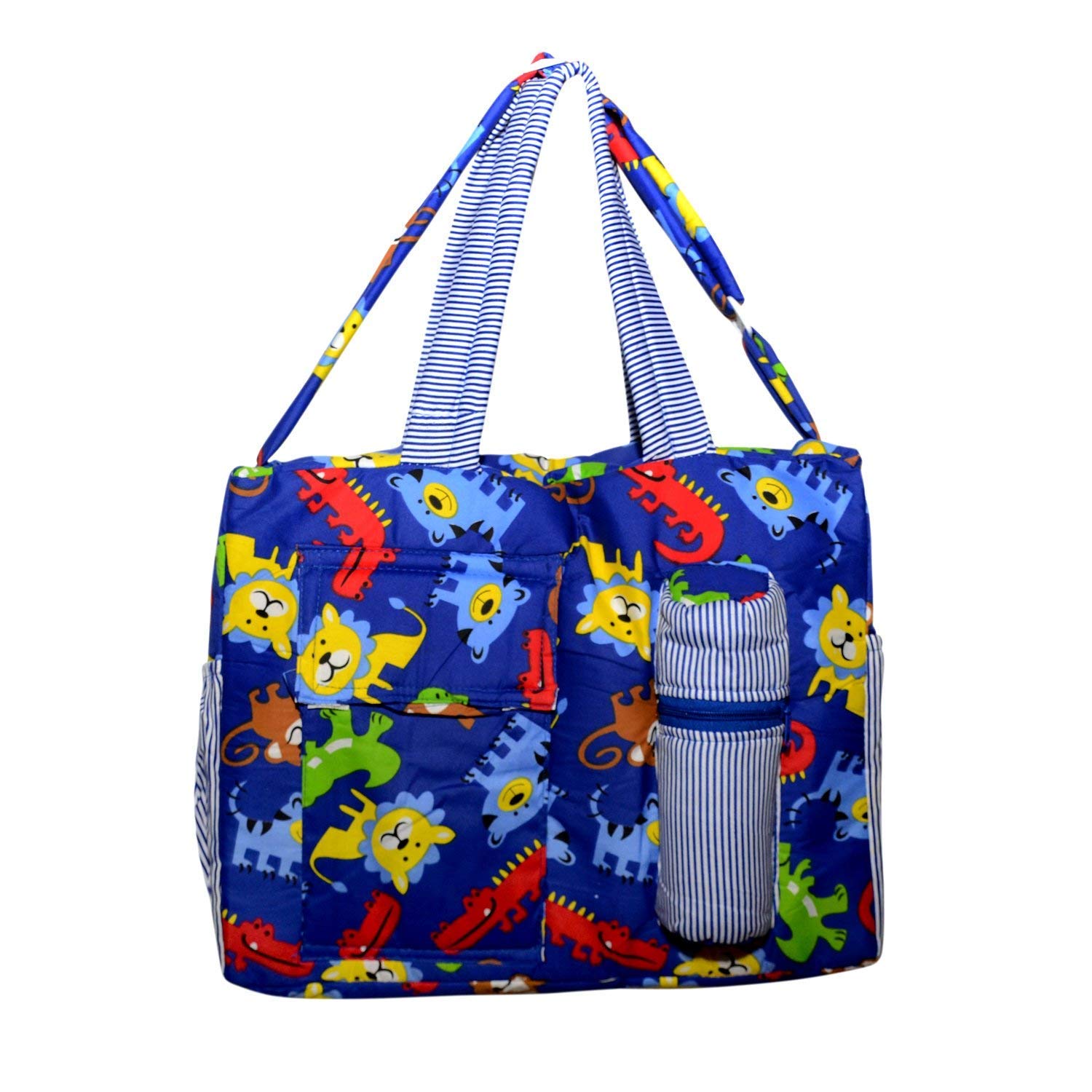 Unique Ideas New Born Baby Multipurpose Polyester Diaper/Mother Bag with Holder Diaper Changing Multi Compartment (Royal Blue_Small)