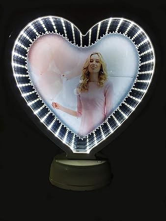 Download Bond And Emotion Bne Plastic 3d Heart Shape Magic Mirror Led Photo Frame White Amazon In Home Kitchen