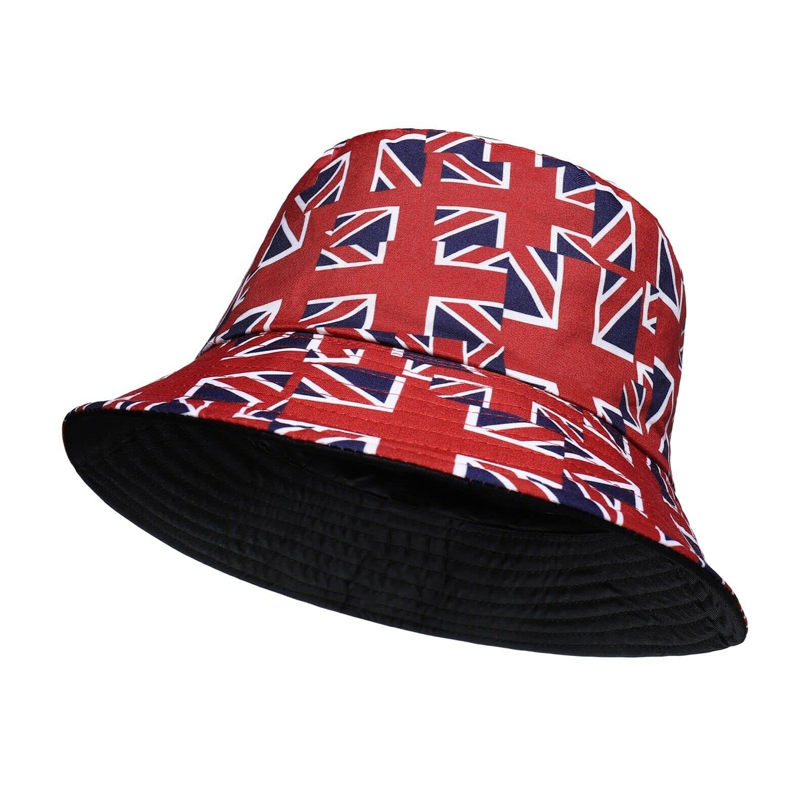 Mad Ink Unisex Fisherman Summer Festival Union Jack UK Flag Cotton Bucket Hat (One Size, Small Union Jack)