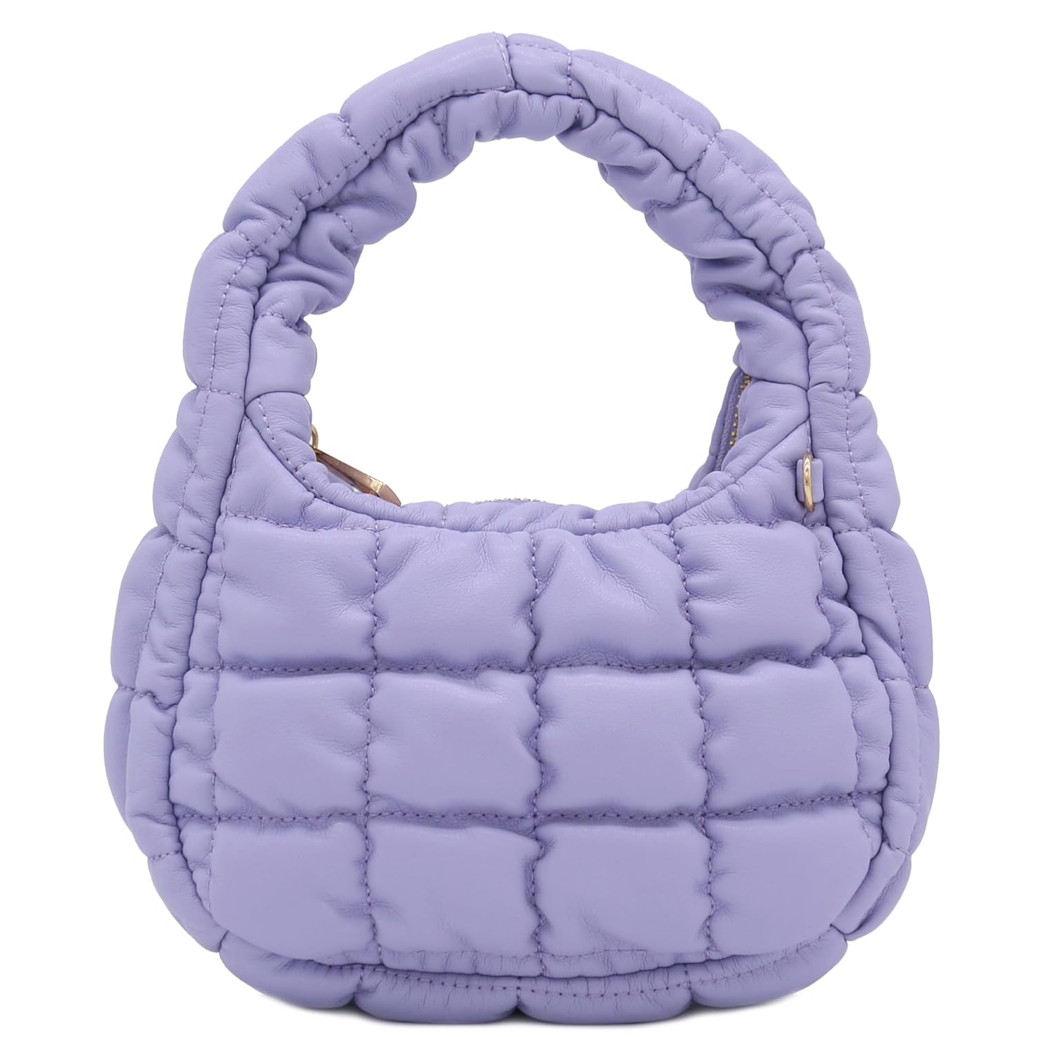 FashionPuzzle Mini Quilted Soft PU Leather Crescent Puffer Crossbody Evening Bag