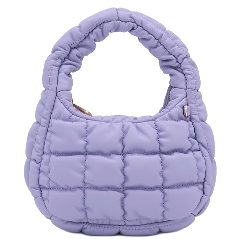 FashionPuzzle Mini Quilted Soft PU Leather Crescent Puffer Crossbody Evening Bag