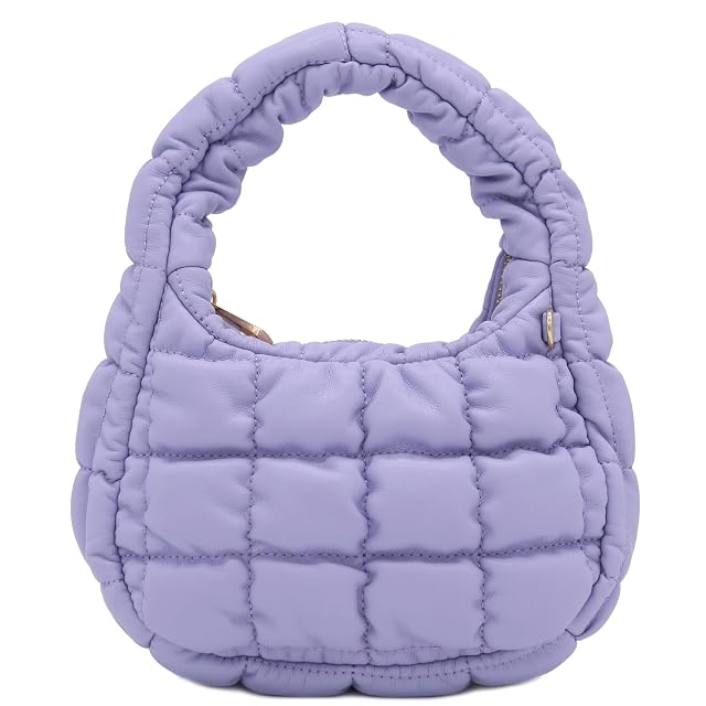 FashionPuzzle Mini Quilted Soft PU Leather Crescent Puffer Crossbody Evening Bag