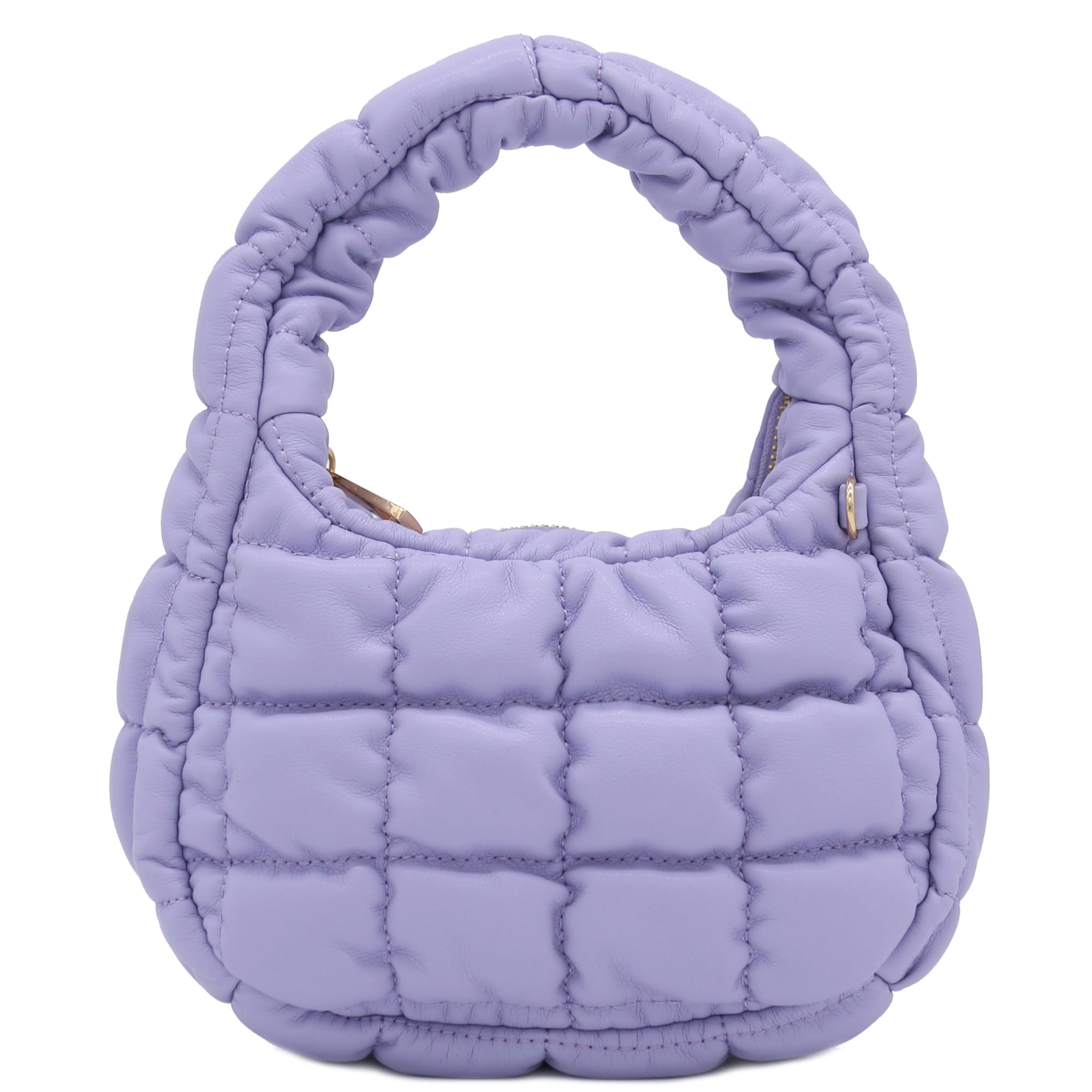 FashionPuzzle Mini Quilted Soft PU Leather Crescent Puffer Crossbody Evening Bag