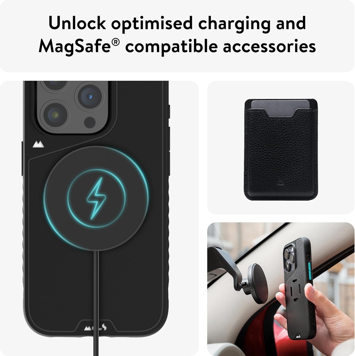 Mous - IntraLock Phone Case for iPhone 14 Pro Max Case - MagSafe Compatible with IntraLock Technology for Mechanical Mounting Black