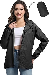 Regenjacke Damen Dünne Faltbar Fahrradjacke Wasserdicht Leicht Outdoorjacke mit Kapuze Fahrrad Wandern