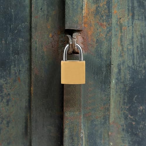 Miniatura 6 de Paquete de 12 candados con llave de latón antiguo de 0.787 in en forma de D, cerraduras decorativas y seguras con núcleo de aleación endurecido para