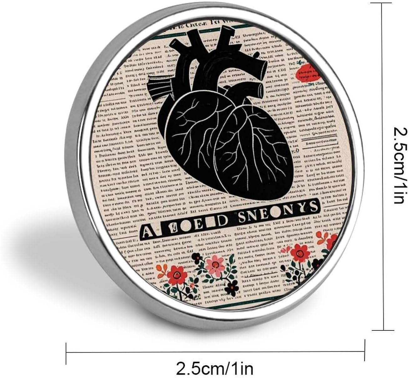 Floral Newspaper Lapel Pin Round Badge Brooch Pin for Clothes image 2