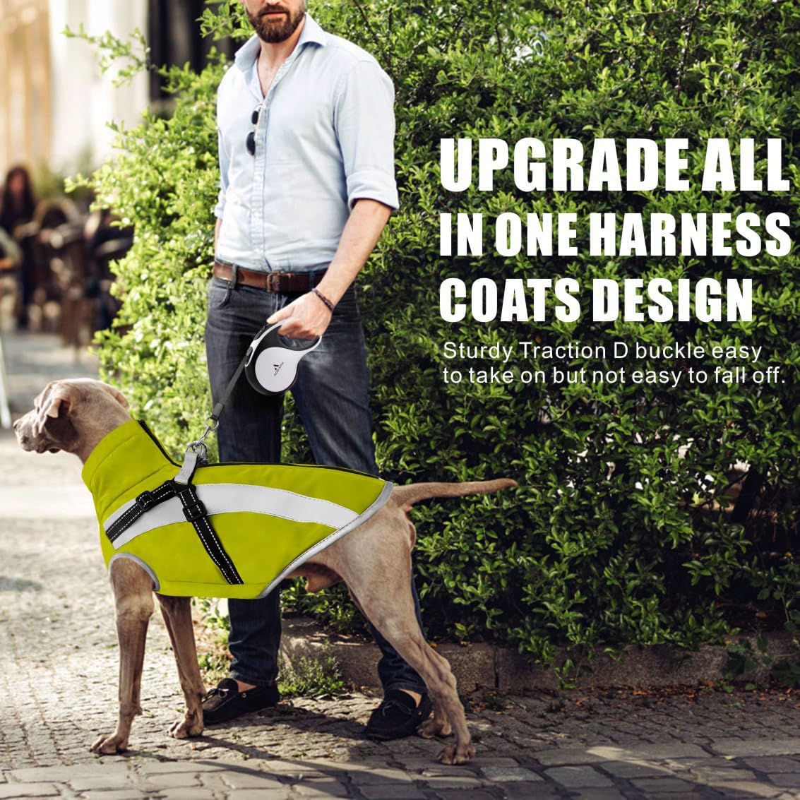 Oslueidy Impermeabile Cane Cappotto con Harness,Inverno Giacca Calda Antivento Pet cappottino Cane Giacche per Cani di piccola taglia media XL-6XL