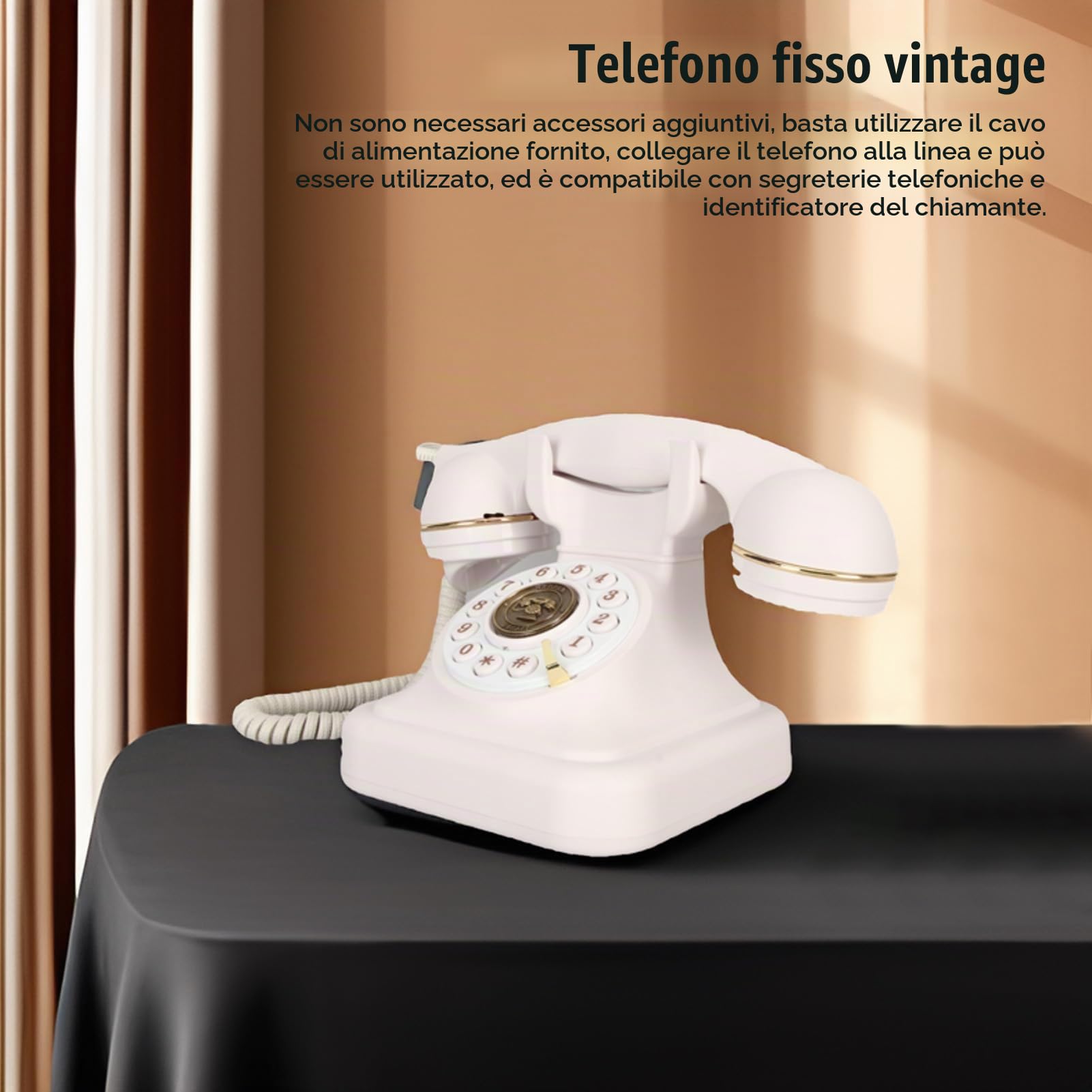 Telefono Fisso retrò, Telefono Vintage Vecchio Stile con Pulsante Grande, Telefono Fisso retrò Antico per Ufficio Arredamento Casa