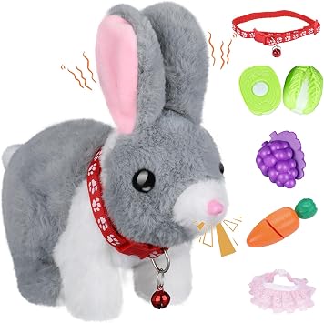 Jimate Cute Hopping Rabbit Stuffed Animal for Kids, Interactive Bunny Plush with Jumping, Wiggling Ears, and Sounds, Ideal Bunny Toy for Kids Aged 3-7, Perfect for Easter, Birthday