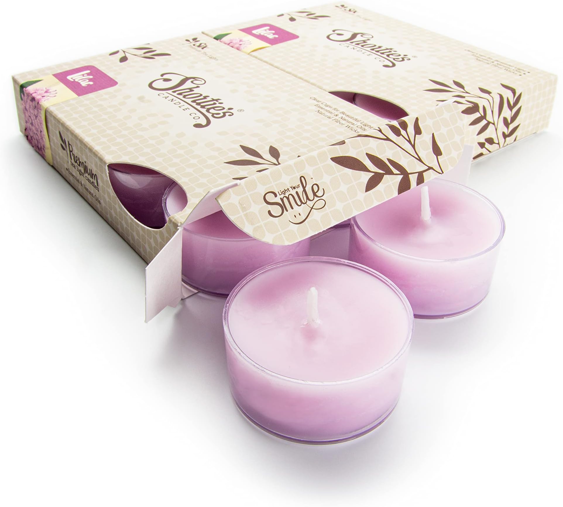 Pure Lilac Premium Tealight Candles Multi Pack - Highly Scented with Essential & Natural Oils - 12 Purple Tea Lights - Beautiful Candlelight - Made in the USA - Flower & Floral Collection