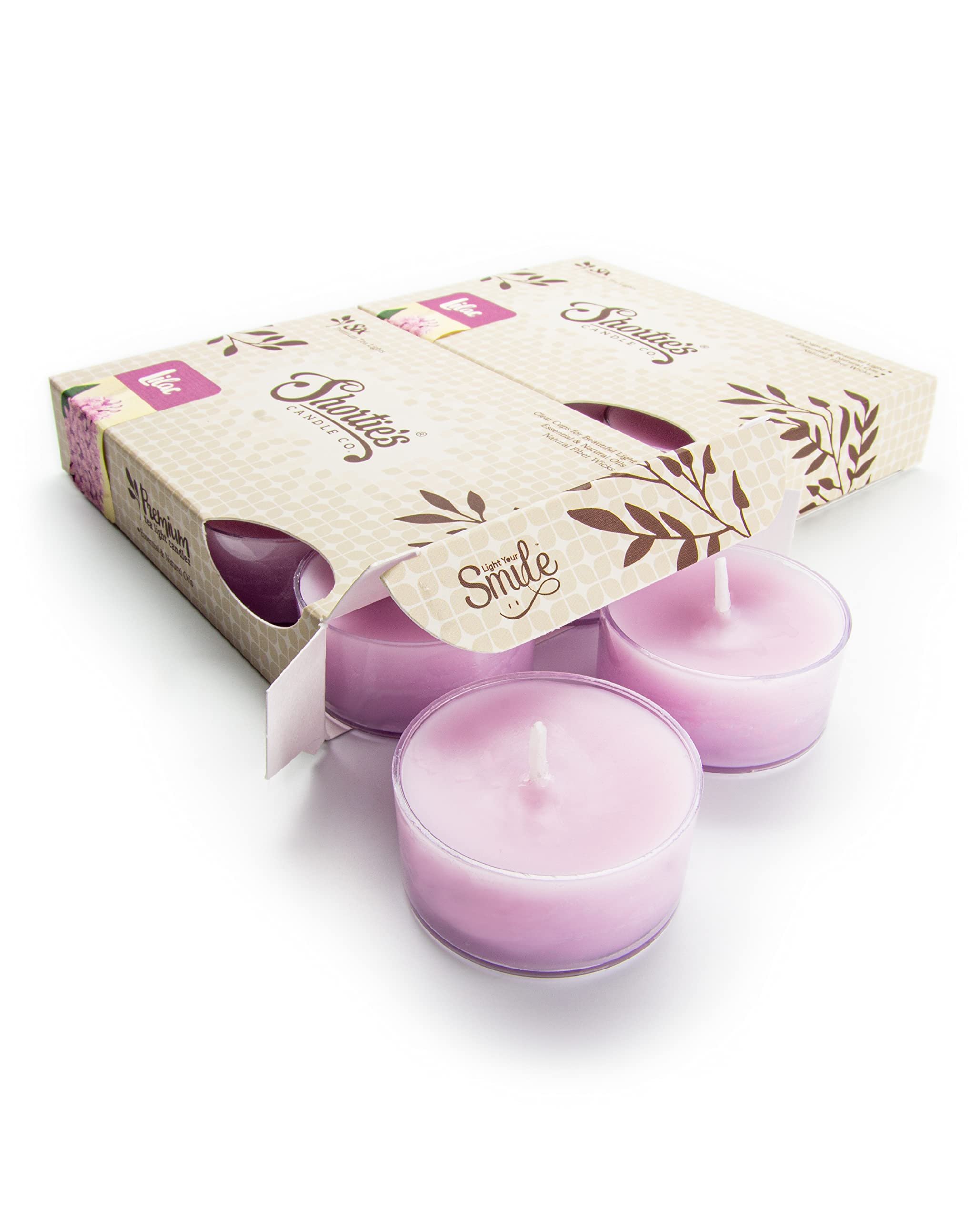 Pure Lilac Premium Tealight Candles Multi Pack - Highly Scented with Essential & Natural Oils - 12 Purple Tea Lights - Beautiful Candlelight - Made in The USA - Flower & Floral Collection