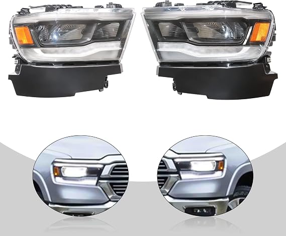 LED Headlights Assembly Fit for 2019-2021Dodge Ram 1500 Driver and Passenger Side Headlamp Replacemen LED High/Low Beam Front Headlight (Left + Right)