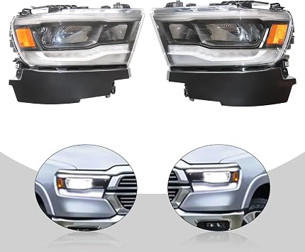 LED Headlights Assembly Fit for 2019-2021Dodge Ram 1500 Driver and Passenger Side Headlamp Replacemen LED High/Low Beam Front Headlight (Left + Right)