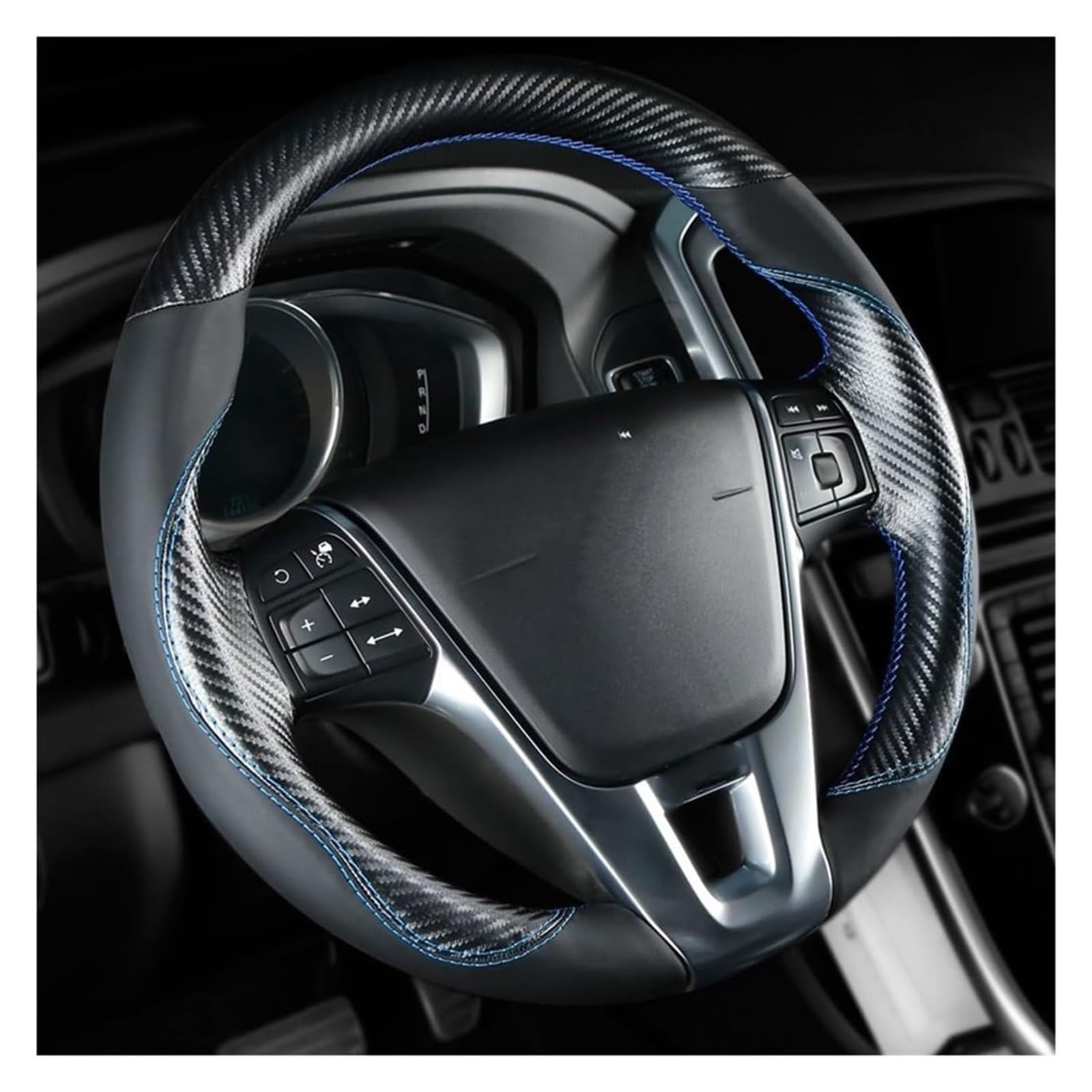 Fundas para Volante Volvo XC60 S90 S60 S40 V40 Accesorios Interiores Fibra de Carbono Cuero Costura Funda para Volante de Coche DIY