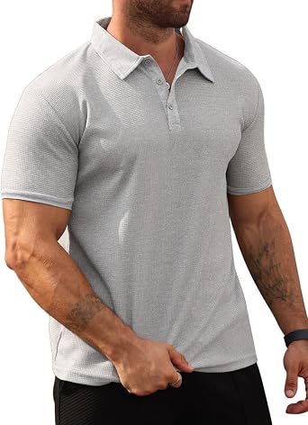 Mens Polo Shirts Short Sleeve Golf Casual Shirts Quick Dry Stylish Breathable Tops