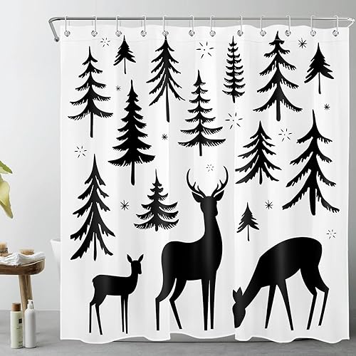 Miniatura 8 de Pink Christmas Shower Curtain Funny Snowman with Xmas Ball Gift in Snow Scenery Shower Curtain Snowy Pine Branch Fabric Shower Curtain Set for
