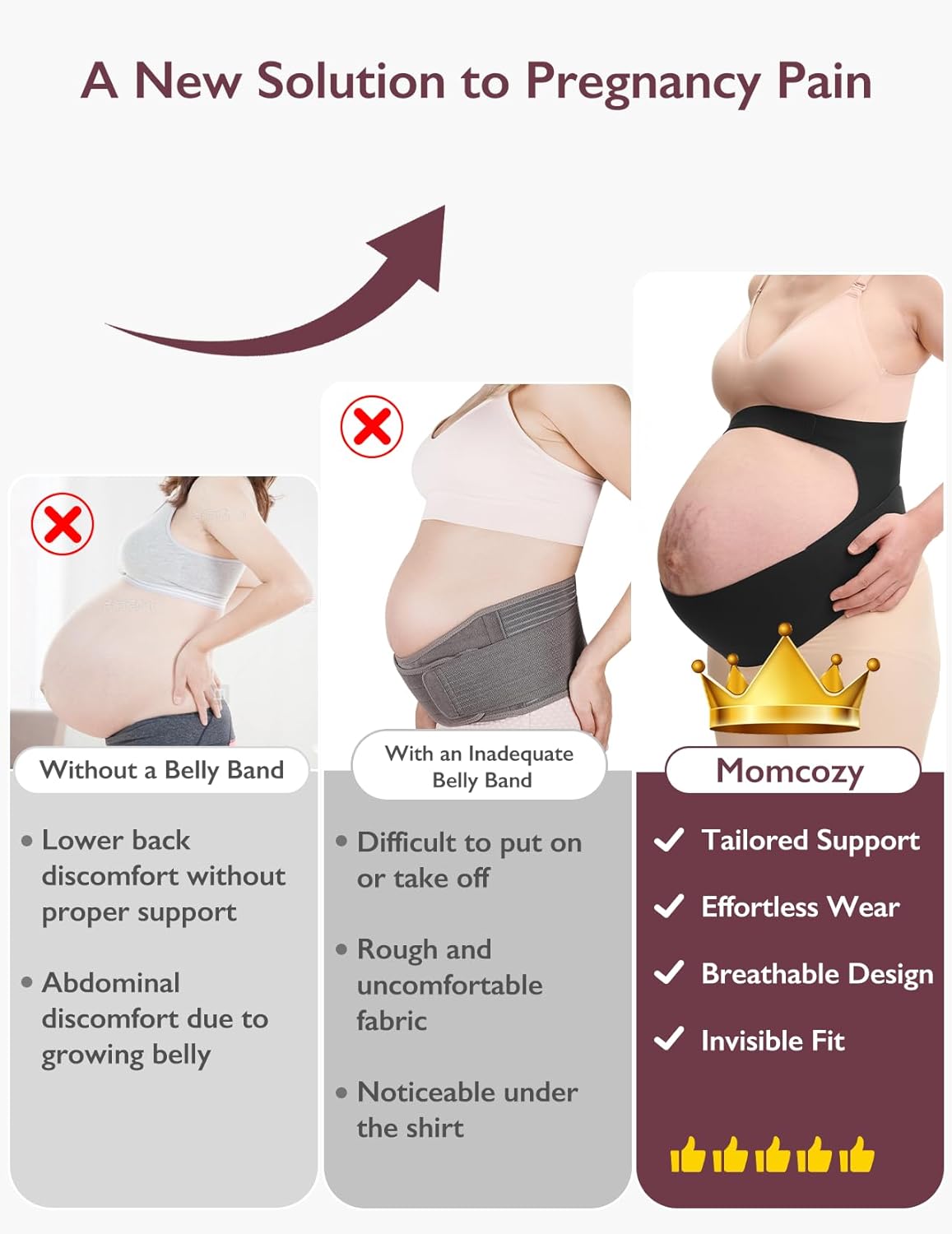Momcozy Pregnancy Belly Band, CozySupport Ergonest Maternity Belly Band, Invisible Pregnancy Belt for Back, Abdomen, Waist - Image 5