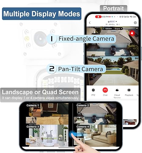 Miniatura 2 de Cámara de seguridad PTZ de doble lente para exteriores, cámara de vigilancia WiFi de 4MP con visión nocturna, detección de movimiento, seguimiento y