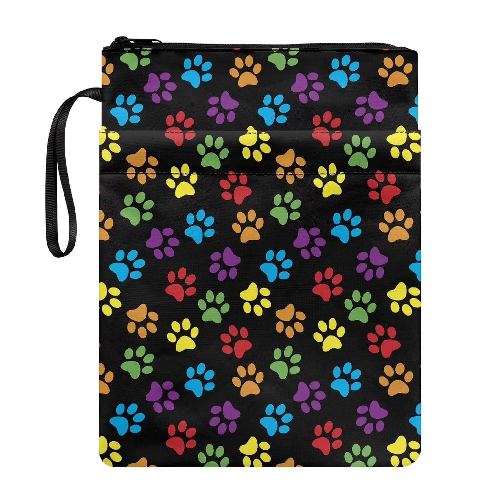 Biyejit Rainbow Paw Book Sleeve with Zipper Book Covers for Paperbacks Hardcovers Washable Book Protector Pouch with Front Pocket for Teen Adult Book Lover — image 1