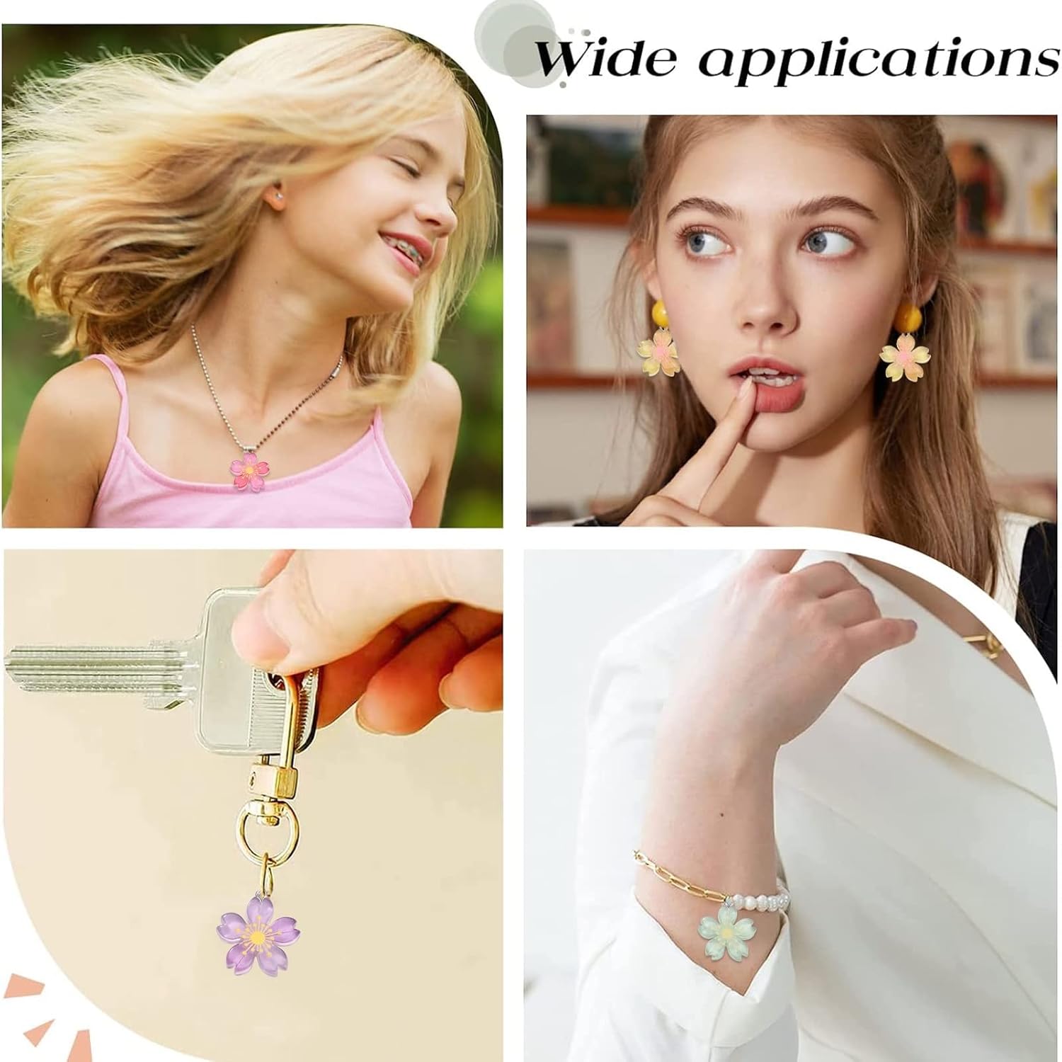 DanLingJewelry 24Pcs Resin Cherry Blossoms Flower Charms Flowers Charms for Women Jewelry Making Necklace Earrings - Image 6