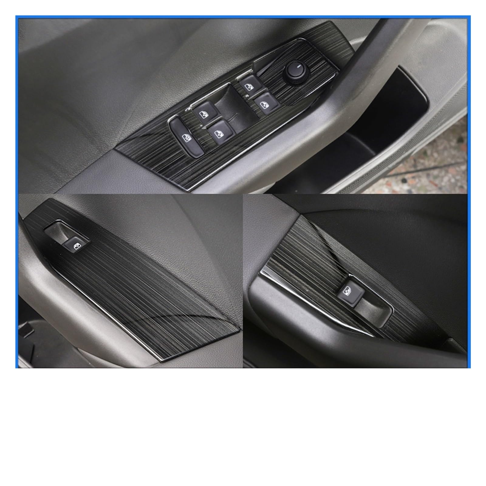 for VW for T-Cross for Tcross 2019 2020 2021 2022 LHD Car Window Switch Panel Adjust Cover Trim Stickers Strips Garnish Decoration Car Trim Interior(Black Brushed)