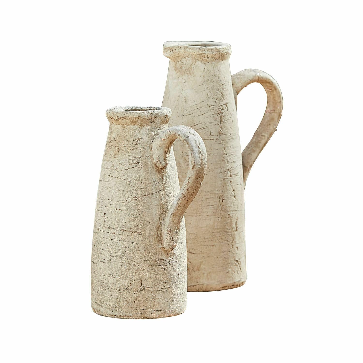 Loberon Deko-Krug 2er Set Lilette, Zwei Größen, für Trockenblumen Geeignet, Echte Handarbeit, Dekoration, Wohn-Accessoires, Terrakotta, antikbeige