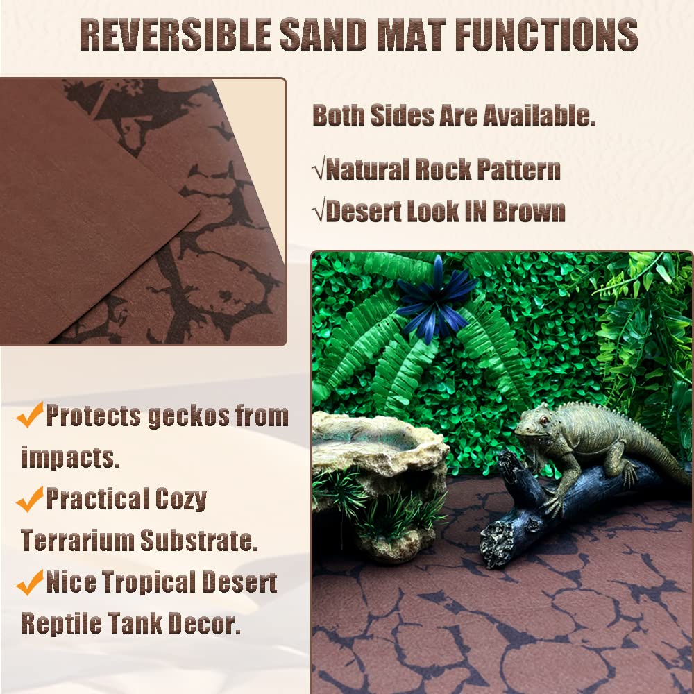 Tfwadmx Alfombra de reptil para alfombra de arena para terrario de dragón barbudo, color marrón, lagarto para alfombras de tanque de leopardo Gecko (L:50 x 99,8 cm, 2 unidades)