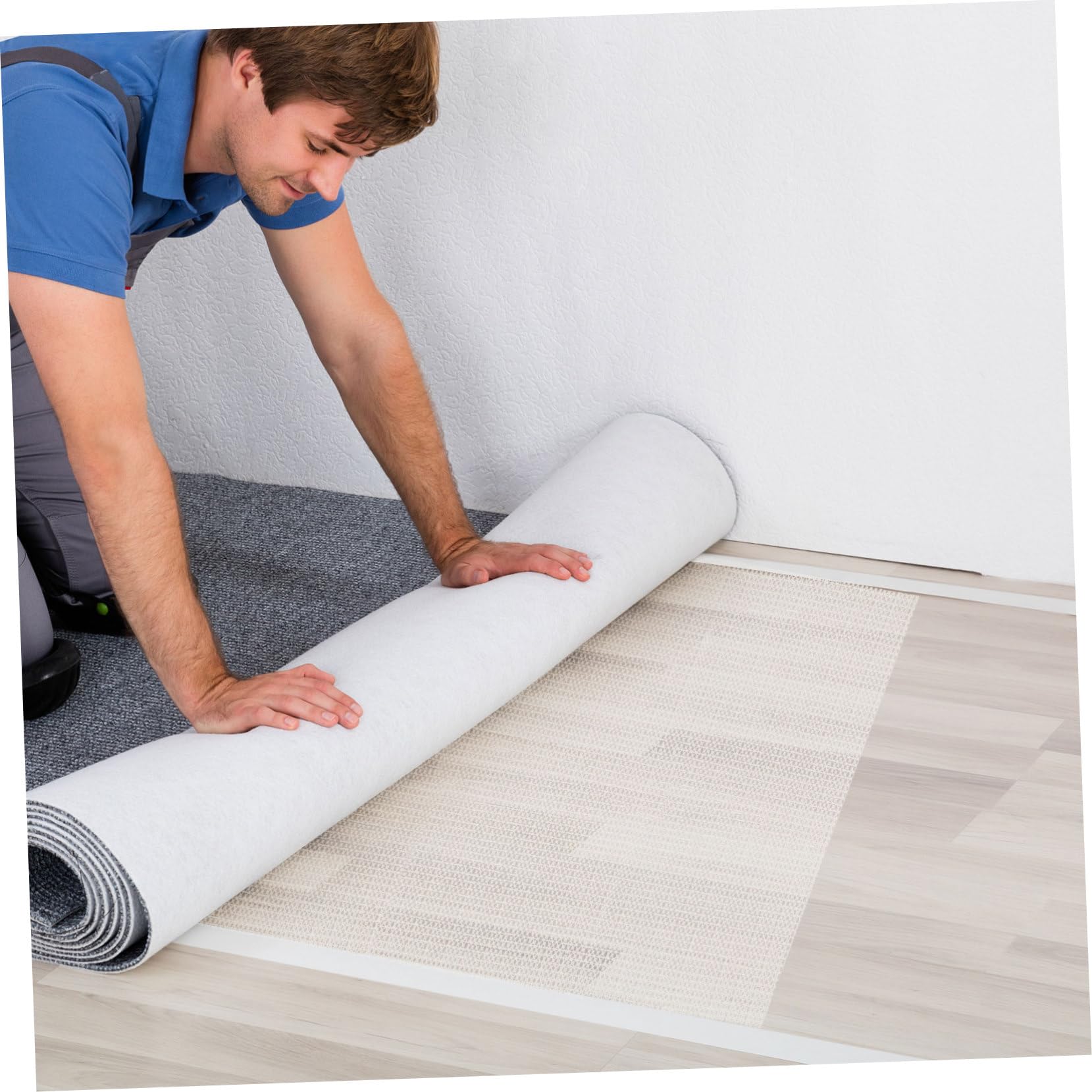 Tapis Antidérapant 200x300cm en PVC Blanc, Protection Sol et Protection des Parquets, pour Salon et Bureau