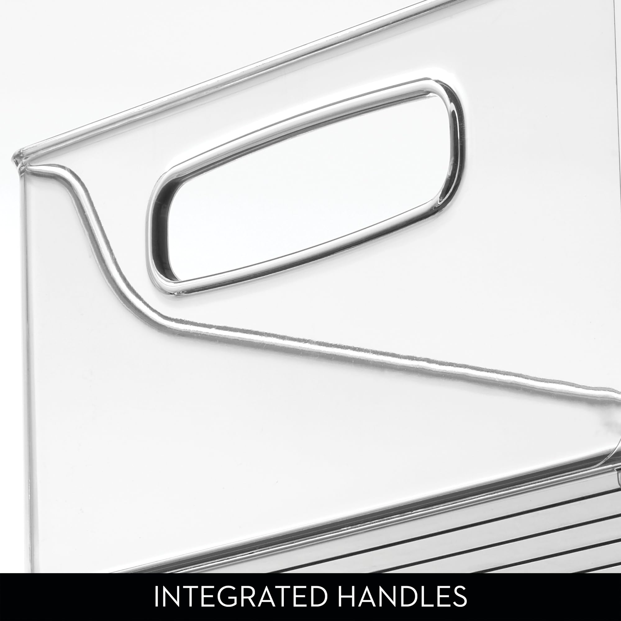 InterDesign iDesign stapelbarer Vorratsbehälter aus Kunststoff, Aufbewahrungsbehälter mit Griffen für Schränke oder Kühlschrank, transparent, 4 Stück