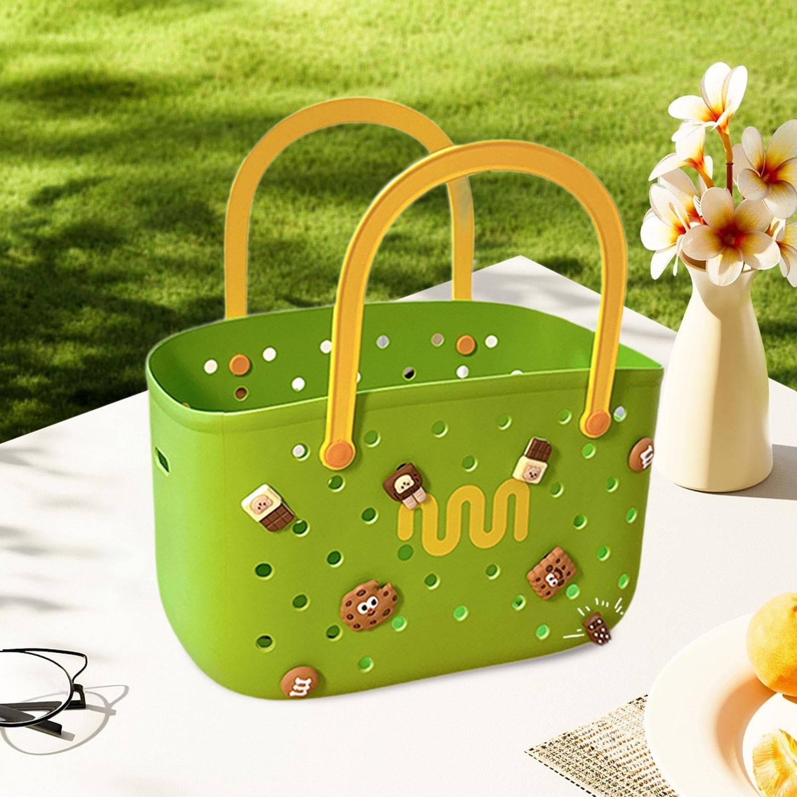 Sac de Plage, Portable, pour L'été, Sac de Tendance, Sac à Main, Panier de Plage Multifonctionnel, Vert