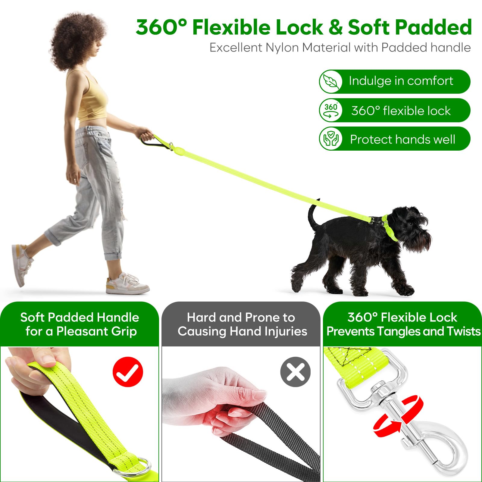 Guinzaglio per cani a LED, illuminato, 1,2 m, completamente illuminato, ricaricabile tramite USB, impermeabile, in nylon, riflettente, con manico imbottito, per cani che camminano notturnamente, si