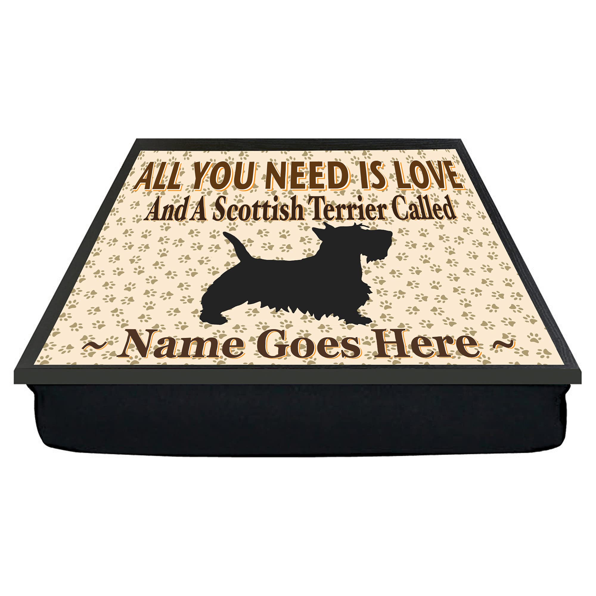 Personalised Gift Products All You Need Is Love Scottish Terrier Personalised Dog Breed Cushion Lap Tray Bean Bag Gift