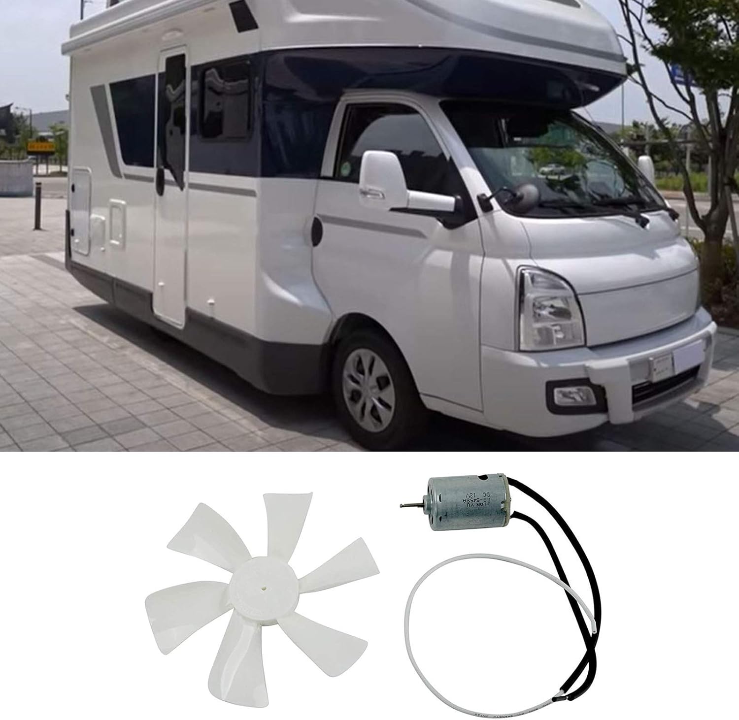 White 6 inch RV Fan 12V D - Shaft Replacement Camper Fan Blade Bathroom Fan Home Bathroom Mobile Home RV Motor: Kitchen & Dining