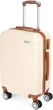 Brubaker Paris Hard Case - Travel Trolley with Combination Lock, 4 Wheels and Comfortable Carry Handles - Sturdy and Lightweight Trolley - Hard ABS Case, Cream White And Light Brown, Suitcase