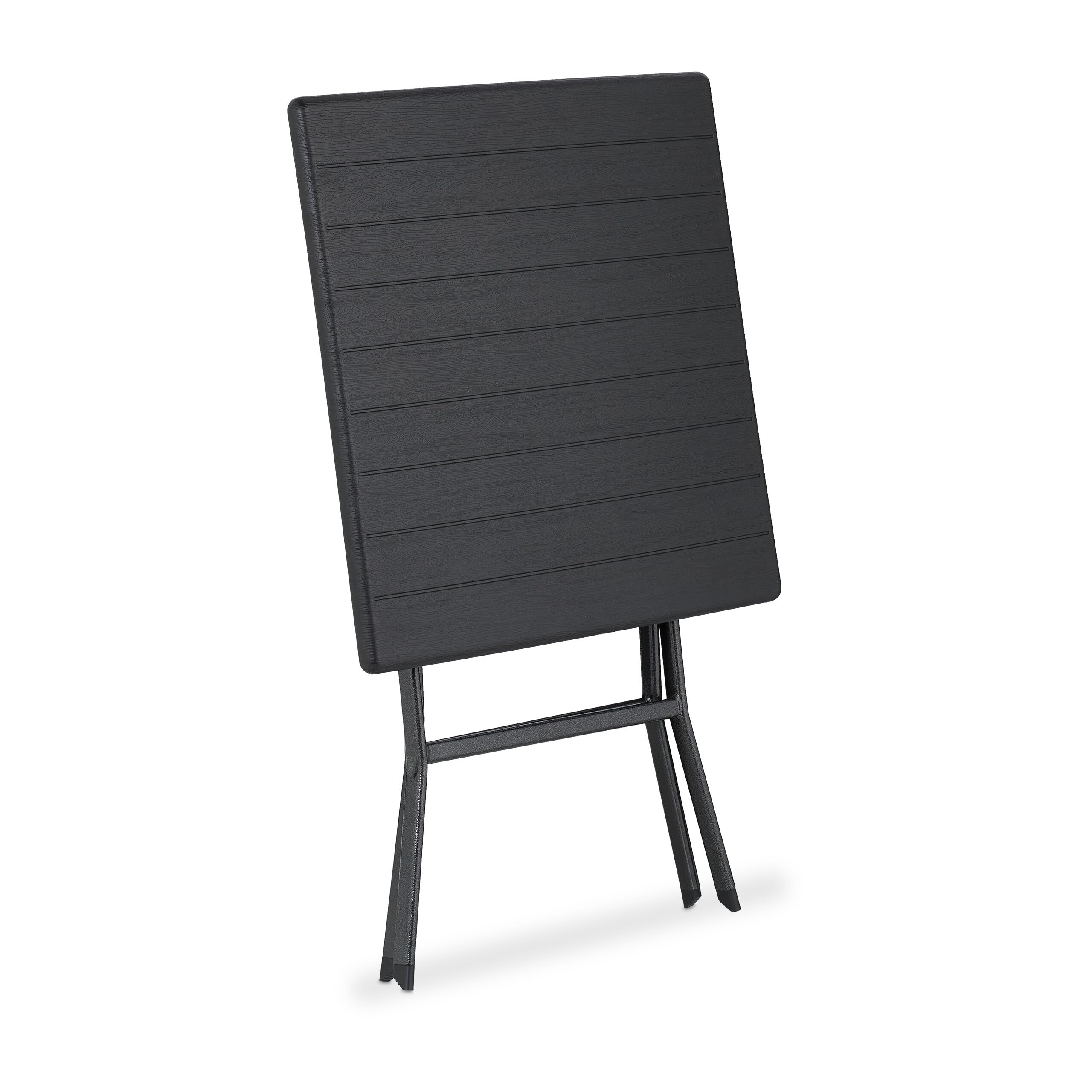 Relaxdays Tavolo Pieghevole da Giardino 73x62x62 cm Nero Effetto Legno
